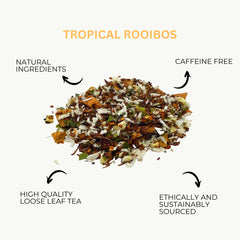 Tropical Rooibos Tea – Loose Leaf Herbal Infusion – Premium 200G Pack (80–100 Cups) – Exotic Fruits, Coconut & Vanilla – Caffeine-Free