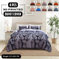 4pcs Printed Duvet Cover Set, Soft Comfortable Multi-design Printed Bedding Set, For Bedroom, Guest Room (1 Fitted sheet + 2 Pillowcases + Without Core) Trendy Design, Soft Fabric, Brushed Material, Lightweight