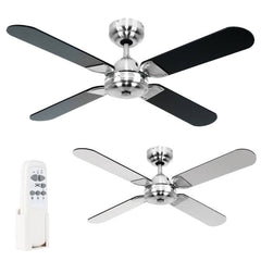 Magnum Brushed Chrome & Black 42 Inch Reversible Celling Fan With Remote Control