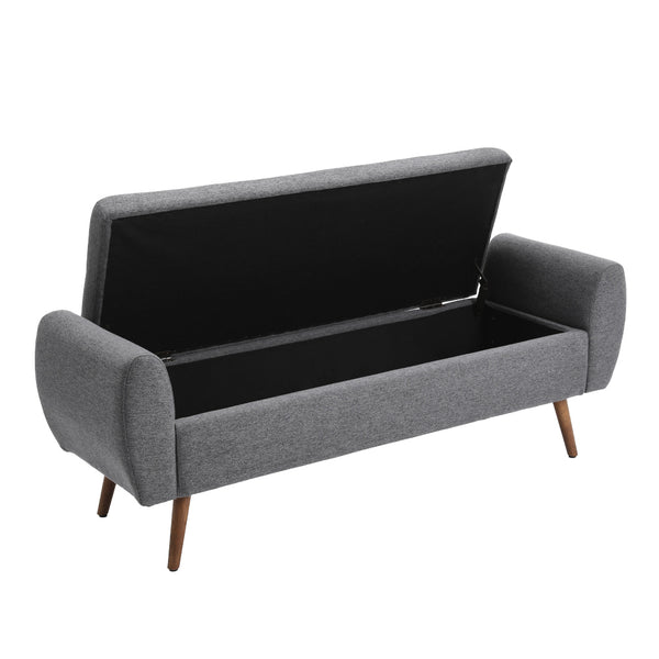 1pc Upholstered Bench Chiar With Storage Box, Padded Bench With Storage Space, Window Seat Bench, End of Bed Bench, Shoe Bench, Footstool With Wooden Legs For Hallway, Living Room, Bedroom, 153*46*54cm