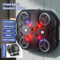Interactive Boxing Reflex Training System, Four Hit Board Music Boxing Target Dynamic LED Light, Adjustable Speed, Durable ABS Material, Indoor Exercise & Coordination