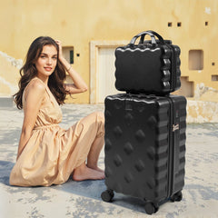 Luggage Set, 2 Piece Case Luggage, 20 Inch Suitcase Sets ABS+ PC Luggage, Travel Suitcase with Cup Holder, Hook, and Small Portable Hand Cabin Case