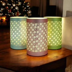 LED Table Lamps Battery Operated Cordless Desk Lights | Blue Green or Pink Flower Petal Design