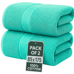 Set of 2 Jumbo Extra Large Bath Sheets – 85 x 175 cm Super Soft, Highly Absorbent, Quality Towels for Bathroom, Spa, Gym & Hotel Use