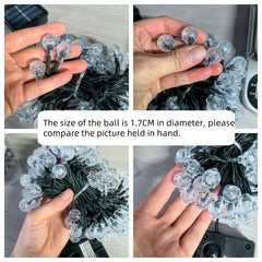 1pc 16.33/22.9/39.3ft (4.98/6.98/11.98m) 20/50/100 LED Bubble Globe Fairy Lights, Outdoor Solar String Lights, Ipx4, 1.7cm Ball, Button Control, for Summer Garden Patio Yard Trees Wedding Birthday Party