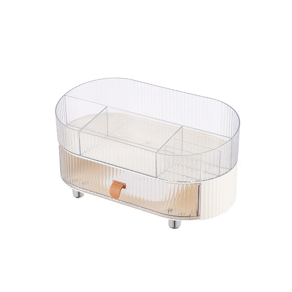 Skincare Cosmetic Drawer Organizer with Tray and Clear Compartment, Multi-Function Makeup Storage for Bathroom Vanity Countertop Featuring Lipstick Jewelry and Nail Care