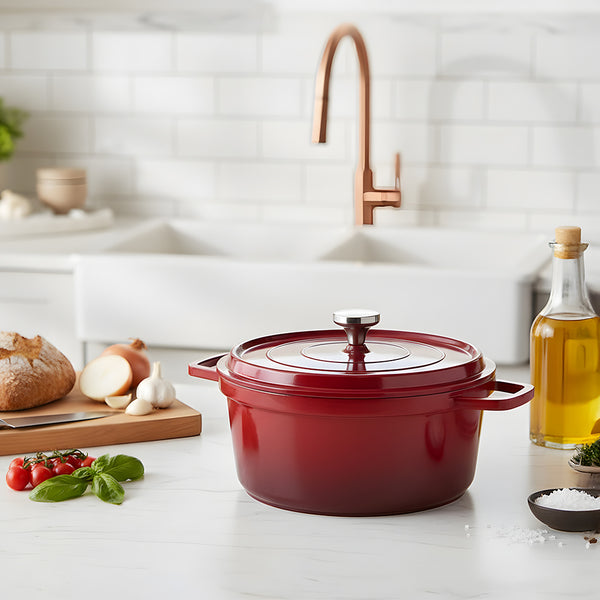 20cm/24cm Enamel Stew Pot, Double-Handled Non-Stick Soup Pot for Instant Noodles and Daily Cooking, Suitable for Gas Stove and Induction Cooker, White/Green/Red