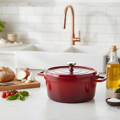 20cm/24cm Enamel Stew Pot, Double-Handled Non-Stick Soup Pot for Instant Noodles and Daily Cooking, Suitable for Gas Stove and Induction Cooker, White/Green/Red