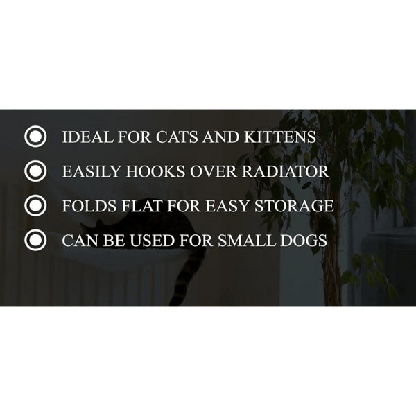 Cat Radiator Bed | Warm Fleece Hammock With Washable Cover | Hanging Radiator beds For Indoor Cats for Kittens & Cats (44x29x23cm) (White Pet Radiator Bed)