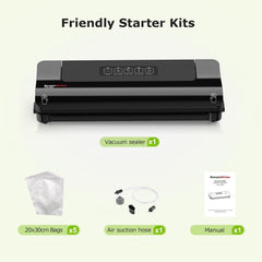 Bonsenkitchen Vacuum Sealer, Fast-Compact Vacuum Sealer Machine, High-Speed Continuous Working, Multi-Functional Food Vacuum Sealer with Vacuum Bags & Accessory Hose