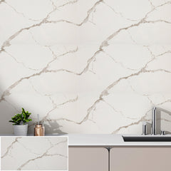 10/20/30/40 Pack Luxury Marble Effect Self-adhesive Floor Tiles 60x30cm, 2mm Thicken Vinyl Flooring Tiles Wall Stickers, Removable PVC Wall Decals, Suitable for Living Room, Bedroom, Kitchen Backsplashes, Bathroom, Office, Background Walls, Easy To Instal
