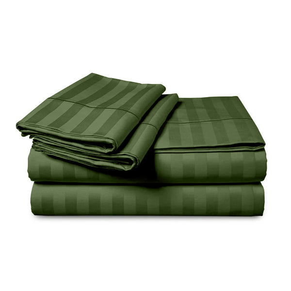 1pc Extra Deep Striped Fitted Sheet 40cm – Soft & Comfortable Microfiber Bedding, Breathable & Smooth, Machine Washable Bed Sheet Suitable for Bedroom