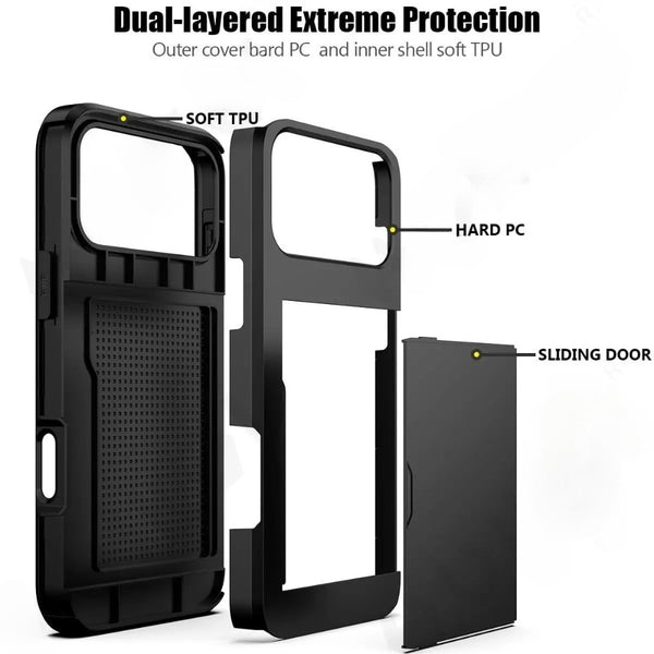 Protective Case for Iphone 17, 16, 15, 14 Plus, 13, 12, 11 Pro Max, 17Air, 16E, 13Mini, And 12Mini Featuring a Wallet Card Holder And Shockproof Design.