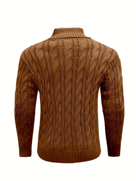 Men's Mature Business Sweater - New Autumn/Winter Lapel Ribbed Knitwear, Fashionable Solid Color Pullover, Suitable for Layering and Wearing Over Clothes