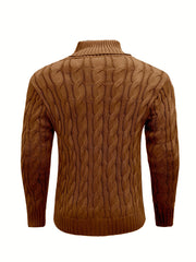 Men's Mature Business Sweater - New Autumn/Winter Lapel Ribbed Knitwear, Fashionable Solid Color Pullover, Suitable for Layering and Wearing Over Clothes