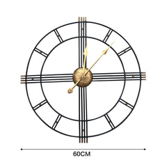 60cm Extra Large Retro Metal Skeleton Wall Clock, Outdoor Garden Clock, European-Style Creative Wrought Iron Round Wall Clock Roman Numerals Silent Non Ticking Unique Unusual Clock, Perfect for Living Room, Bedroom, Kitchen, Garden, Lounge, Hotel, Office