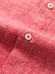 Linen Men'S Casual Shirt Long Sleeve Linen Solid Color Breathable Fashion Men'S Top Blouse Retro Open Front with Pockets