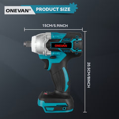 Brushless Electric Wrench, 1/2 Inch Impact Wrench Set,, with LED Work Light, 2 Forward Speeds, 2 Reverse Speeds, for Home DIY/Electric Tools Home DIY/Electric Tools, Furniture Installation Scaffolding Electric Tools, ONEVAN