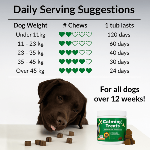 MAXBOX Dog Calming Treats - Calming Dog Treats，120 Soft Chews for Dogs ，Dog Calming & Stress Relief Chewable Tablets For Dog