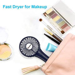 KOOPAO Handheld Mini Fan Rechargeable 2500mAh | Portable USB Desk Fan with 3 Speeds | Quiet Personal Fan with Stand & Phone Holder for Home Office Travel