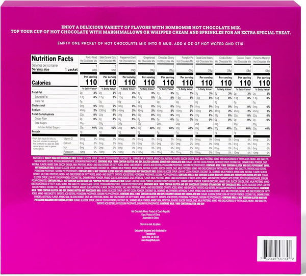 Bombombs, Hot Chocolate Mix Gift Set with Mini Cup Packaging, Dessert Flavours Include Rocky Road, Cookies Butter, Pumpkin Pie & More, Set of 12