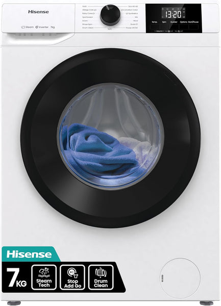 Hisense 1Q Series WF1Q8041BW Freestanding 8 KG Front Load Washing Durable Inverter Machine, Steam Wash, Quick Wash, 15 Washing Programs 1400 RPM White - Energy Rating A
