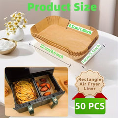 52/102/202pcs Pre-Cut Air Fryer Liners - 22x14cm, Suitable for Dual Basket Fryers, Heat-Resistant Disposable Rectangle Sheets, Bulk Value Pack for Home and Commercial Use, Air Fryer Accessories, Easy-Clean Pads, Durable Kitchenware.