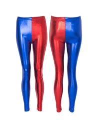 RUFEDGE Women's Halloween Contrast Red & Blue Leggings | Costume Pants for Women