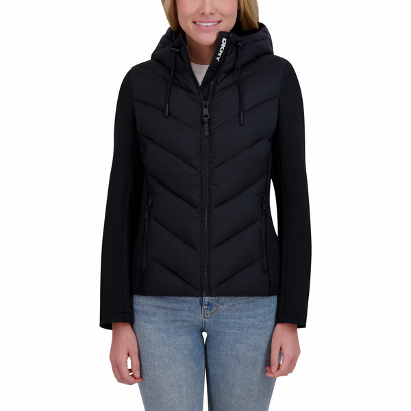 DKNY Women'S Mixed Media Jacket in Black