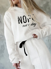 Women'S Two-Piece Casual Outfit, Featuring a Warm Hooded Sweatshirt with Letter Patterns