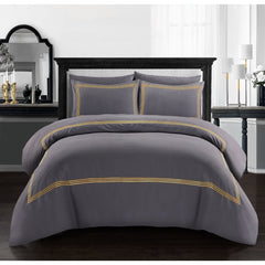 Embroided Baratta Stitch Duvet Cover Set with Matching Pillowcases - Ultra-soft Brushed Microfibre – Chic & Modern Design – Easy Care & Machine Washable