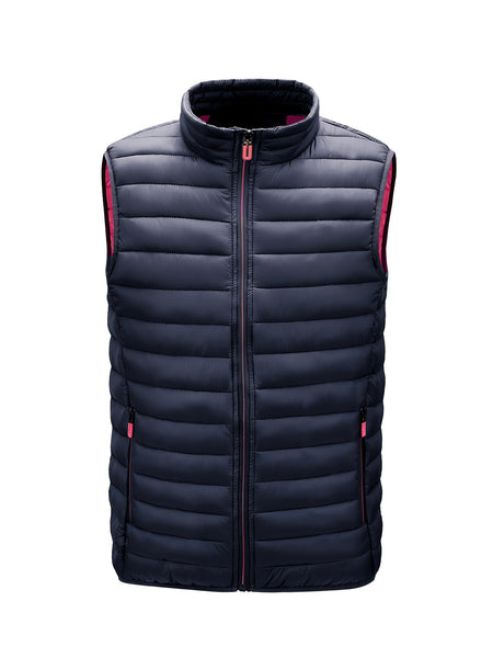 Men'S Lightweight Vest, Men'S Jacket, Autumn And Winter Vest, Stand-Up Collar Solid Color Casual Zipper Pocket Vest