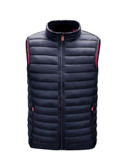 Men'S Lightweight Vest, Men'S Jacket, Autumn And Winter Vest, Stand-Up Collar Solid Color Casual Zipper Pocket Vest