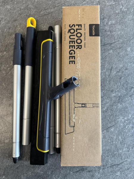 Yocada Floor Squeegee 51In Broom Perfect for Shower Bathroom Kitchen Home Tile Pet Hair Fur Floor Marble Glass Window Water Foam Cleaning Long Adjustable Removable Handle Anti-Static Household