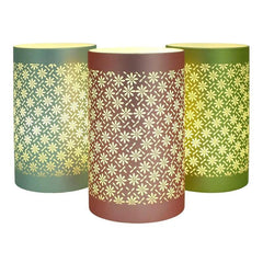LED Table Lamps Battery Operated Cordless Desk Lights | Blue Green or Pink Flower Petal Design