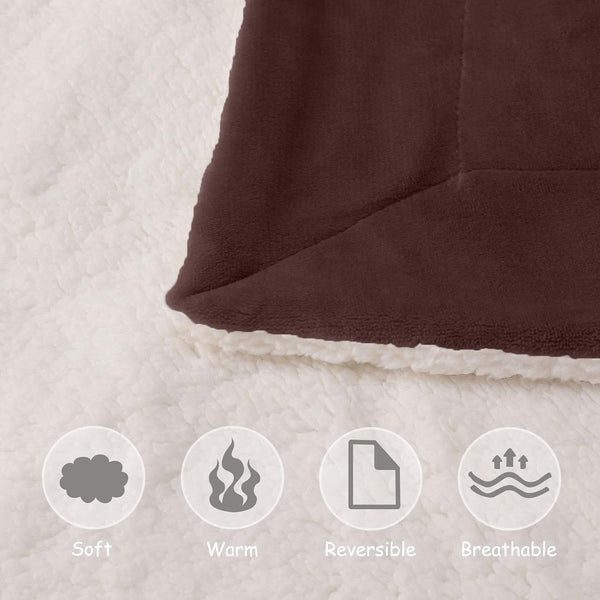 1pc Luxurious Double-Sided Sherpa Throw Blanket – Soft, Warm & Cozy Contemporary Blanket, Machine Washable, Perfect for Couch, Bed, Office & Travel, Ideal Gift