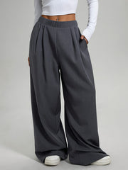 2pcs Women'S Wide-Leg Pants - High-Waisted, Elastic Waistband, Solid Color (Pink & Navy Blue), Loose Fit, Comfortable for Spring/Summer/Fall, Casual & Elegant Style, Allseason Pants | Highwaisted Pants | Elastic Waistband Pants