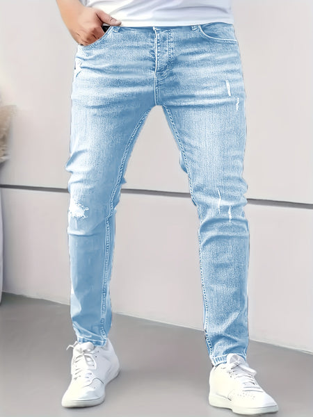 Trendy And Stylish American Men'S Slim-Fit Ripped Jeans with a Cool And Handsome Look