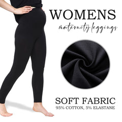 2pcs Women'S Cotton Maternity Leggings Over Bump | High Waist Pregnancy Yoga Pants | Super Soft & Stretchy Buttery Feel | Ankle Length Support Trousers for Expecting Mothers | UK Sizes 8-22 | Plus Size Comfortable Everyday Wear