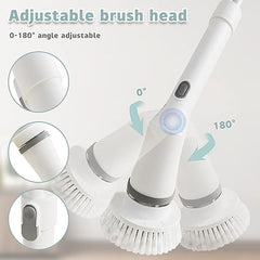 Electric Cleaning Brush, Cordless Spin Scrubber With 6 Interchangeable Brush Heads, Adjustable Telescopic Rods 35-116 Cm, 2 Rotation Speeds, For Bathroom, Kitchen, Tiles, Floor