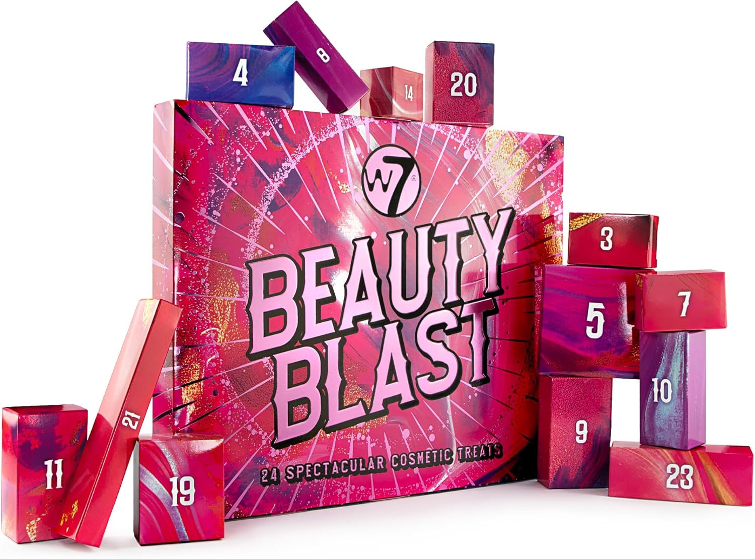 W7 Beauty Blast Advent Calendar 2025 - Individually Boxed Makeup & Cosmetic Surprises for the 24 Days to Christmas - Cruelty Free, Holiday Gifting
