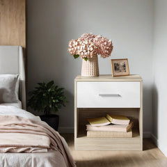 Bedside Table, Side Table with Drawer, Handle, Open Compartment,Easy Assembly, Perfect for Living Room or Bedroom