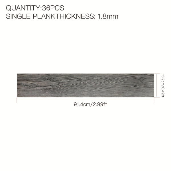 36pcs Self-Adhesive Vinyl Flooring Planks | 5m² Natural Wood Grain, Peel and Stick Waterproof Installation, 1.8mm Thick Polyvinyl Chloride