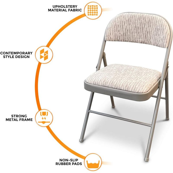 Crystals Deluxe Fabric Padded with Heavy Duty Steel Metal Frame Folding Back Rest Chair for Home Garden Office Computer Desk (1)