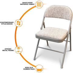 Crystals Deluxe Fabric Padded with Heavy Duty Steel Metal Frame Folding Back Rest Chair for Home Garden Office Computer Desk (1)