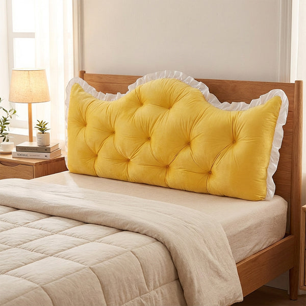 Large Ultra-Soft Comfortable Plush Backrest Pillow, Princess Style Reading Cushion, Neck and Back Support, Luxurious Fashionable Home Style Multifunctional Lace Ruffled Headboard Cushions, Suitable for Bedroom, Living Room, Dorm, Sofa Home Decor, Machine