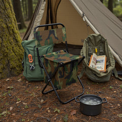 1PC Folding Chair with Storage, Foldable Fishing Seat Lightweight Chair, Portable Chair Home, Small/Large More Colors