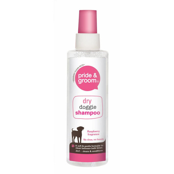 1X Pride & Groom Raspberry Scented Dry Dog Shampoo 200ml