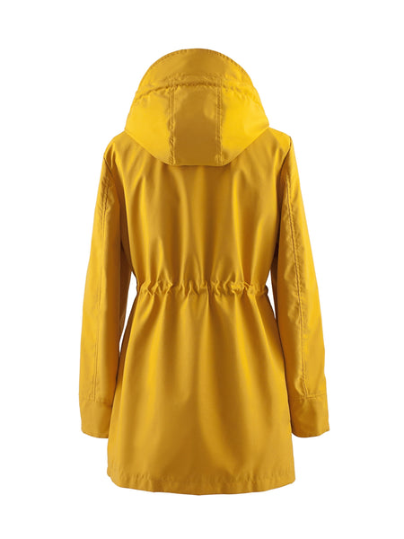 Drawstring Waist Hooded Zip Up Coat, Casual Long Sleeve Coat for Fall & Winter, Women's Clothing