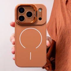 Phone Case - New Orange Premium Magnetic Wireless Charging Phone Case with Metal Stand for Iphone 17 16 15 Pro Max Air 16 Plus Shockproof Armor with Breathable Heat Dissipation And Lens Protection